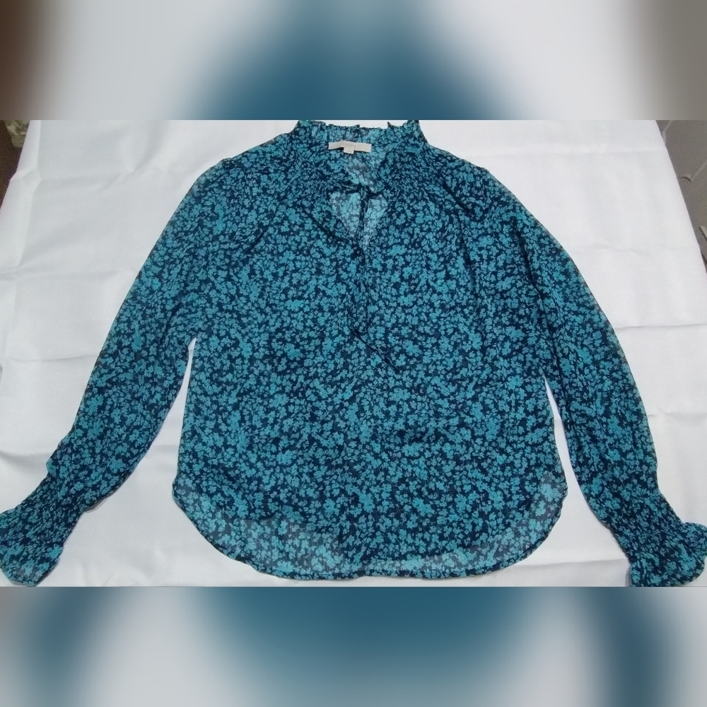 LOFT Teal Floral Women's Blouse (S)